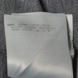 Pre Owned Moncler Grey Cotton Pique Logo Patch Polo T-Shirt L