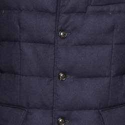 Moncler Navy Blue Wool Rodin Quilted Down Jacket XL