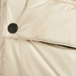 Moncler Beige Coyote Fur Trim Synthetic and Wool Colmiane Guibbotto Down Jacket L