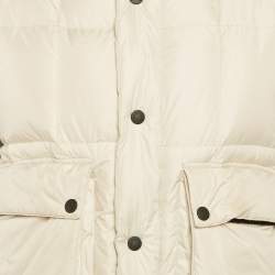 Moncler Beige Coyote Fur Trim Synthetic and Wool Colmiane Guibbotto Down Jacket L