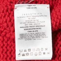 Moncler Red/Blue Intarsia Wool Knit Mock Neck Sweater L