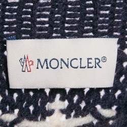 Moncler Red/Blue Intarsia Wool Knit Mock Neck Sweater L