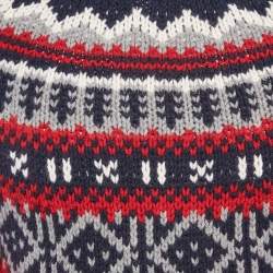 Moncler Red/Blue Intarsia Wool Knit Mock Neck Sweater L