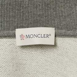 Moncler Grey Logo Print Cotton Knit Zip-Up Jacket M