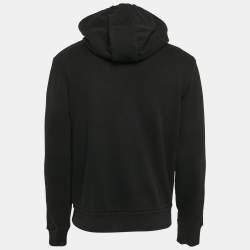 Moncler Black Logo Embroidered Cotton Knit Manglia Cardigan Hoodie L
