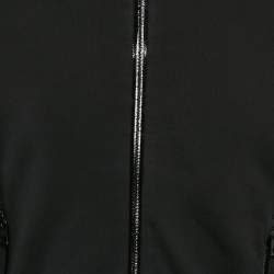 Moncler Black Logo Embroidered Cotton Knit Manglia Cardigan Hoodie L