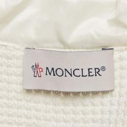 Moncler White Logo Print Cotton Knit and Quilted Nylon Down Jacket L