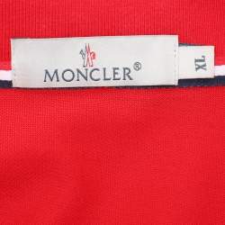 Moncler Red Cotton Pique Logo Patch Polo T-Shirt XL