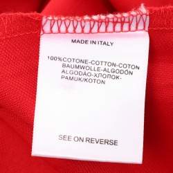 Moncler Red Cotton Pique Logo Patch Polo T-Shirt XL