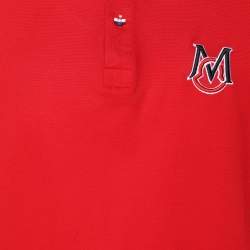 Moncler Red Cotton Pique Logo Patch Polo T-Shirt XL