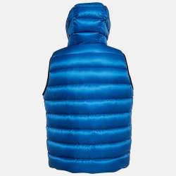 Pre Owned Moncler Blue Nylon Zip-Up Quilted Down Ray Gilet XXL