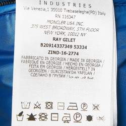 Pre Owned Moncler Blue Nylon Zip-Up Quilted Down Ray Gilet XXL