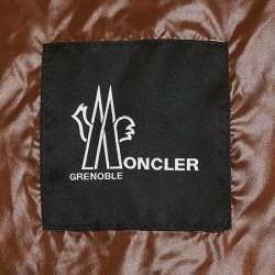 Moncler Yellow Nylon Button Front Fringe Detail Quilted Down Jacket L