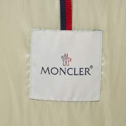 Moncler Grey Fur Trim Hood Nylon Down Puffer Jacket M