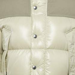Moncler Grey Fur Trim Hood Nylon Down Puffer Jacket M