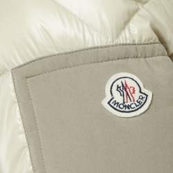 Moncler Grey Fur Trim Hood Nylon Down Puffer Jacket M