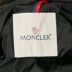 Moncler Black Real Fur Trim Nylon Hooded Down Jacket L