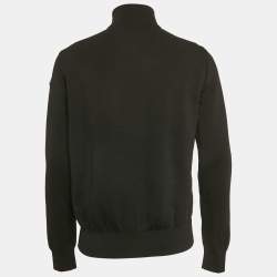 Pre Owned Moncler Black Nylon and Cotton Knit Maglia Tricot Cardigan Jacket L