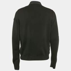 Moncler Black Nylon and Cotton Knit Maglia Tricot Cardigan Jacket L