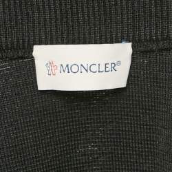 Pre Owned Moncler Black Nylon and Cotton Knit Maglia Tricot Cardigan Jacket L