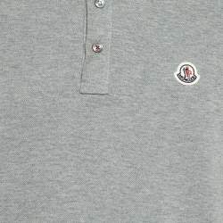 Moncler Grey Cotton Long Sleeve Polo T-Shirt L 