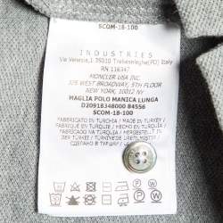 Moncler Grey Cotton Long Sleeve Polo T-Shirt L 