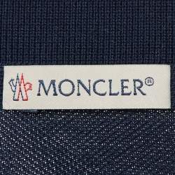 Pre Owned Moncler Navy Blue Logo Patch Cotton Polo T-Shirt XL