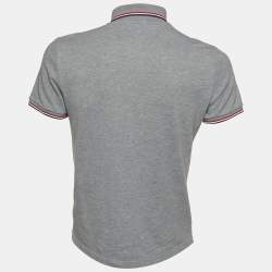 Moncler Grey Cotton Pique Polo T-Shirt M