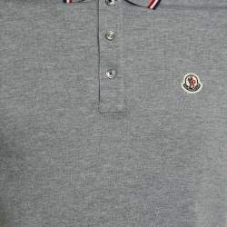 Moncler Grey Cotton Pique Polo T-Shirt M