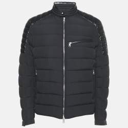 Moncler Black Nylon Zip-Up Quilted Down Jacket L