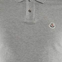 Moncler Grey Cotton Logo Sleeve Detail Polo T-Shirt S