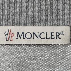 Moncler Grey Cotton Logo Sleeve Detail Polo T-Shirt S