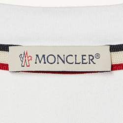 Pre Owned Moncler White Cotton Logo Patch Detail T-Shirt M