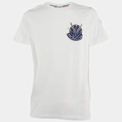 Moncler White Cotton Logo Patch Detail T-Shirt M