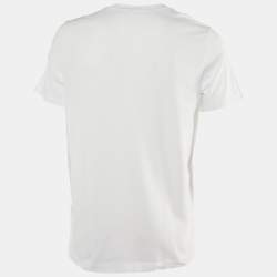 Pre Owned Moncler White Cotton Logo Patch Detail T-Shirt M