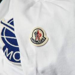 Pre Owned Moncler White Cotton Logo Patch Detail T-Shirt M