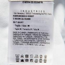 Pre Owned Moncler White Cotton Logo Patch Detail T-Shirt M