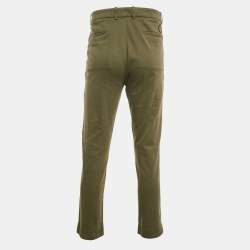 Pre Owned Moncler Olive Green Jersey Trousers L