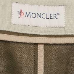Pre Owned Moncler Olive Green Jersey Trousers L