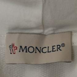 Pre Owned Moncler White Logo Embroidery Cotton Hooded Sweatshirt S