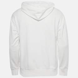 Pre Owned Moncler White Logo Embroidery Cotton Hooded Sweatshirt S