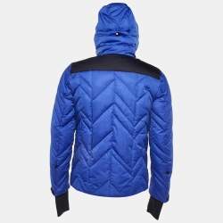 Pre Owned Moncler Blue Quilted Hooded Jacket S
