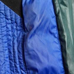 Pre Owned Moncler Blue Quilted Hooded Jacket S