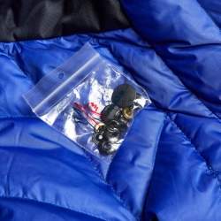 Pre Owned Moncler Blue Quilted Hooded Jacket S