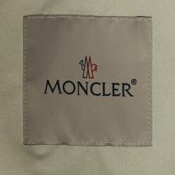 Pre Owned Moncler White Printed Polyester Hooded Jacket M
