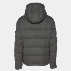 Pre Owned Moncler Grey Wool Puffer Jacket XXL