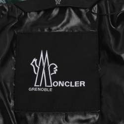 مملوكة مسبقًا جاكيت مونكلير مبطن بغطاء رأس نايلون أخضر/أسود مقاس متوسط