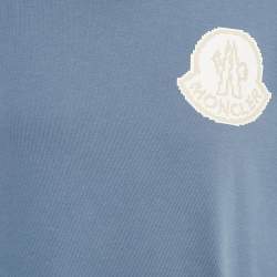 مملوكة مسبقًا Moncler Blue Jersey Pixelated Logo Jersey Crewneck T-Shirt L