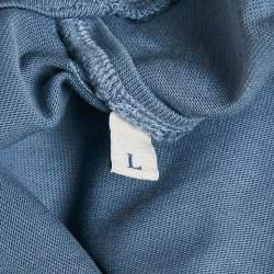 مملوكة مسبقًا Moncler Blue Jersey Pixelated Logo Jersey Crewneck T-Shirt L