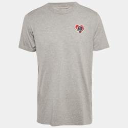 Pre Owned Moncler Grey Logo Applique Jersey T-Shirt L